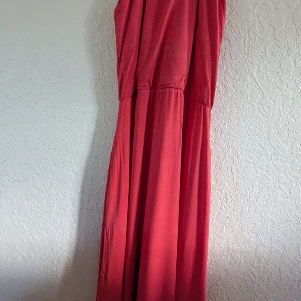 Cynthia Rowley Boho Hippy Style Coral Pink Cotton Spandex Maxi Dress Small
